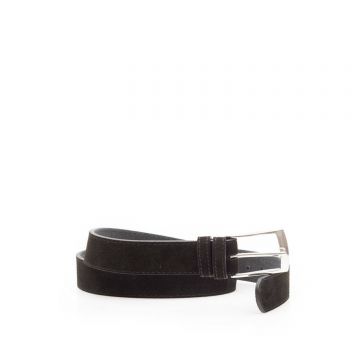 Curea barbati din piele intoarsa - Negru velur 3,5 cm