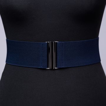 Curea lata bleumarin din material elastic- 6 cm