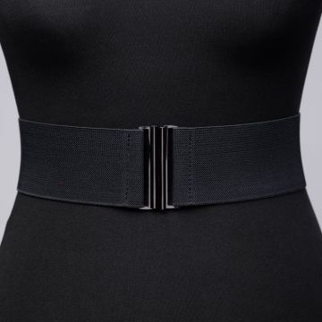 Curea lata neagra din material elastic - 6 cm