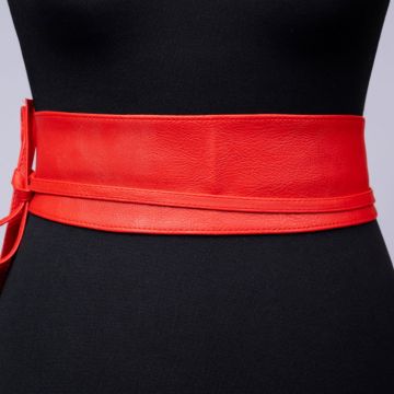 Curea lata petrecuta rosu din piele ecologica