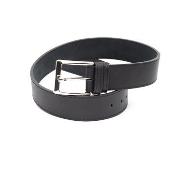 Curea unisex din piele naturala - Negru box 4cm