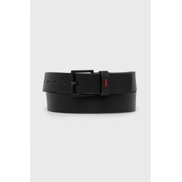 HUGO curea de piele bărbați, culoarea negru 50470652