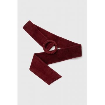 Answear Lab curea din piele intoarsa culoarea bordo