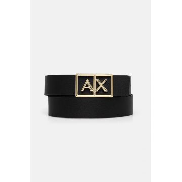 Armani Exchange curea de piele cu doua fete femei, culoarea negru, 941186 4F786