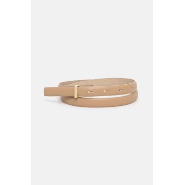 BOSS curea de piele femei, culoarea bej, 50522939