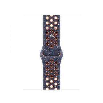 Curea Smartwatch Apple MUUT3ZM/A pentru Watch 41mm, Nike Sport Band, S/M (Albastru/Portocaliu)