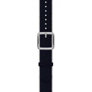 Curea Smartwatch Withings, textil, 18mm, pentru Withings Scanwatch (Bleumarin/Alb)