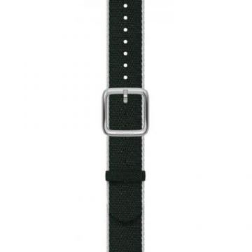 Curea Smartwatch Withings, textil, 18mm, pentru Withings Scanwatch (Khaki/Alb)
