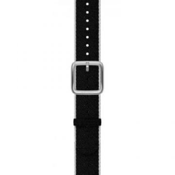 Curea Smartwatch Withings, textil 18mm, pentru Withings Scanwatch (Negru/Alb)