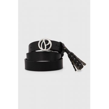 Pepe Jeans curea de piele ATHENAS BELT femei, culoarea negru, PL020851