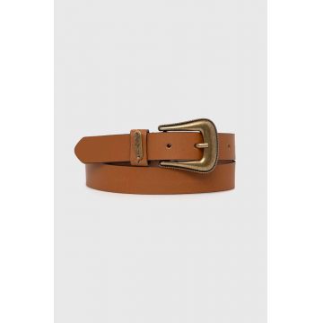Pepe Jeans curea de piele MILDRED BELT femei, culoarea maro, PL020852