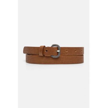 Sisley curea de piele femei, culoarea maro, 6G8ZWL02C
