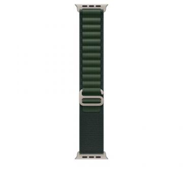 Curea Smartwatch Apple MXMV3ZM/A pentru Watch 49mm, Alpine Loop, Medium, Natural Titanium Finish (Verde)