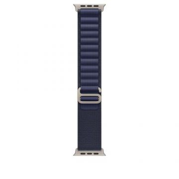 Curea Smartwatch Apple MXN03ZM/A pentru Watch 49mm, Alpine Loop, Large, Natural Titanium Finish (Albastru)
