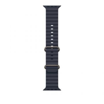 Curea Smartwatch Apple MXTH3ZM/A pentru Watch 49mm, Ocean Band, Natural Titanium Finish (Albastru)