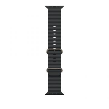 Curea Smartwatch Apple MXTL3ZM/A pentru Watch 49mm, Ocean Band, Natural Titanium Finish (Negru)