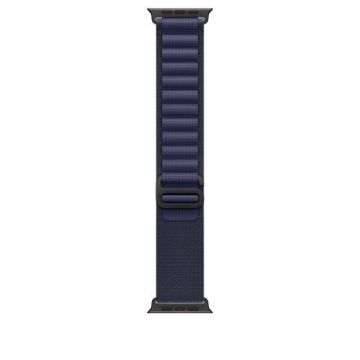 Curea Smartwatch Apple MYPY3ZM/A pentru Watch 49mm, Alpine Loop, Large, Black Titanium Finish (Albastru)