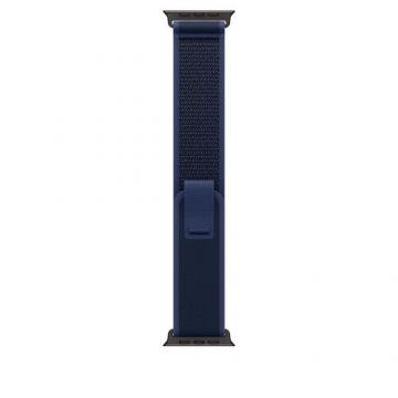 Curea Smartwach Apple MYQ73ZM/A pentru Watch 49mm, Trail Loop, S/M, Black Titanium Finish (Albastru)