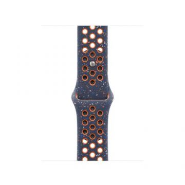 Curea Smartwatch Apple MC2F4ZM/A pentru Watch 40mm, Nike Sport Band, M/L (Albastru/Portocaliu)