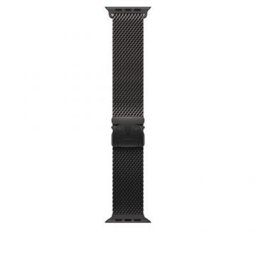 Curea Smartwatch Apple MXKG3ZM/A pentru Watch 49mm, Titanium Milanese Loop, Medium (Negru)