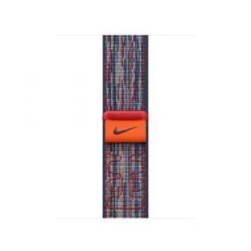Curea Smartwatch Apple MXU03ZM/A pentru Watch 42mm, Nike Sport Loop (Albastru/Rosu)