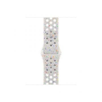 Curea Smartwatch Apple MYL43ZM/A pentru Watch 46mm, Nike Sport Band, S/M (Alb)