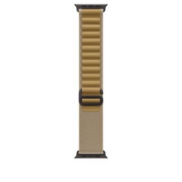 Curea Smartwatch Apple MYQ13ZM/A pentru Watch 49mm, Alpine Loop, Medium, Titanium Finish (Maro/Negru)