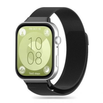 Curea Tech-Protect Milanese pentru Huawei Watch Fit 3, Neagra