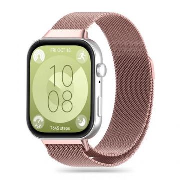 Curea Tech-Protect Milanese pentru Huawei Watch Fit 3, Roz Aurie