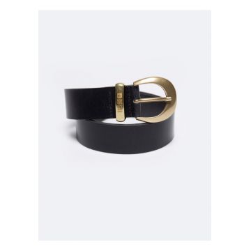 Curea dama  model HELA BELT 906 S - neagra - din piele naturala - catarama aurie