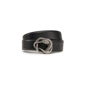 Curea dama  neagra - material sintetic - catarama argintie