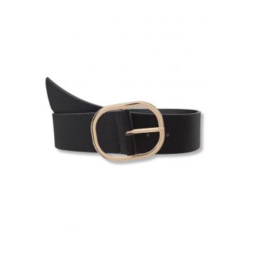 Curea dama  S/M - negru - cu catarama aurie