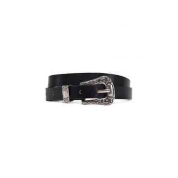 Curea dama  Slim - piele negru/argintiu