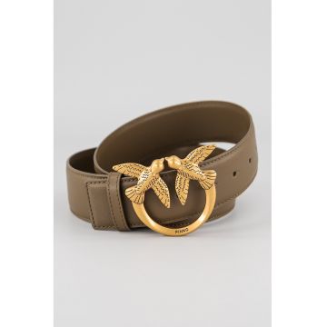 Curea de piele cu catarama metalica Love Birds