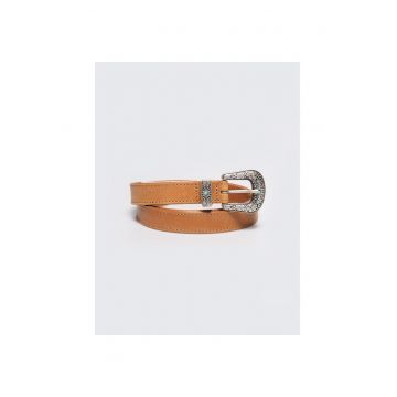 Curea de piele cu motive florale gravate Gitta