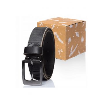 Curea Din Piele -  100% Piele Naturala - Negru - Latime: 35 mm - Lungime: - Negru