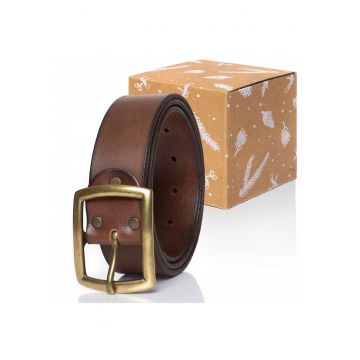 Curea Din Piele -  Curea - 100% Piele Naturala - Culoare: Maro - Latime: 4 cm - Lungime: 85 cm - Maro