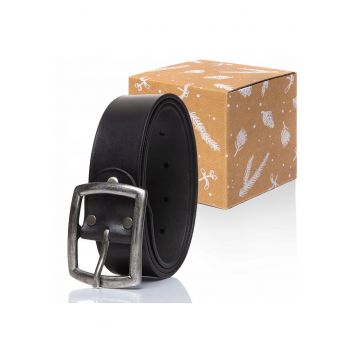 Curea Din Piele -  Sopo-Mus080 - 100% Piele Naturala - Culoare: Negru - Latime: 4 cm - Universal - 85 cm - Negru