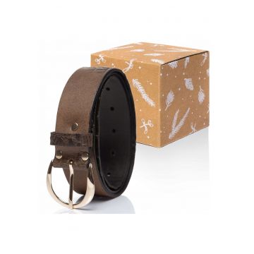Curea Din Piele -  Sopo-Mus121 - 100% Piele Naturala - Culoare: Maro - Latime: 4 cm - Lungime: 95 cm - Maro
