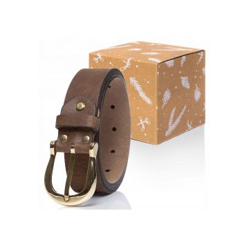 Curea Din Piele -  Sopo-Mus123 - 100% Piele Naturala - Culoare: Maro - Latime: 35 mm - Lungime: 100 cm - Maro