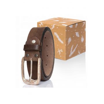 Curea Din Piele -  Sopo-Mus124 - 100% Piele Naturala - Latime: 35 mm - Culoare: Maro - 85 cm - Maro