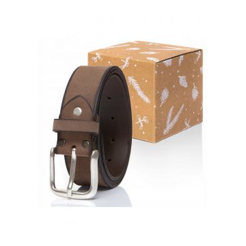 Curea Din Piele -  Sopo-Mus145 - 100% Piele Naturala - Culoare: Maro - Latime: 4 cm - Lungime: 90 cm - Maro