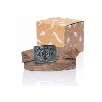 Curea Din Piele -  Sopo-Tt437 - 110 cm - Maro - 100% Piele Naturala - Culoare Maro - Latime 4 cm - Confortabila
