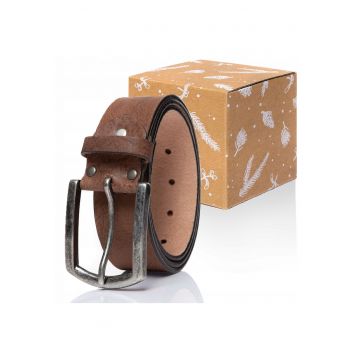 Curea Din Piele -  Sopo-Van1004B - 100% Piele Naturala - Culoare: Maro - Latime: 4 - 5 cm - Lungime: 85 cm - Maro -
