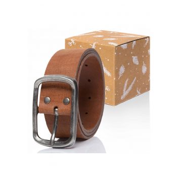 Curea Din Piele -  Sopo-Van981 - 100% Piele Naturala - Culoare: Maro - Latime: 4 cm - Lungime: 80 cm - Maro
