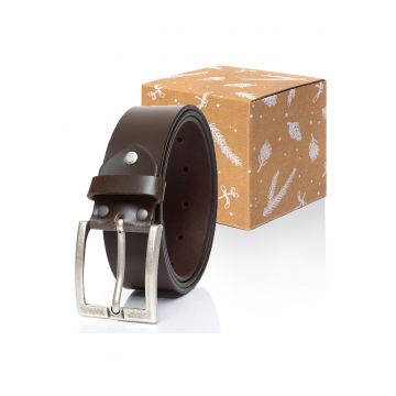 Curea Din Piele -  Tm0184R01 - 100% Piele Naturala - Maro - Fara Model - 4 cm - 1 Bucata