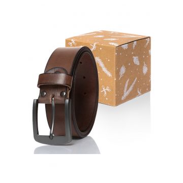 Curea Din Piele -  Van-M5000 - 100% Piele Naturala - Culoare: Maro - Latime: 4 cm - Lungime: 85 cm - Maro -