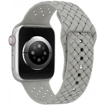 Curea OEM Braided Silicone pentru Apple Watch 42mm / 44mm / 45mm / 49mm Series, Gri