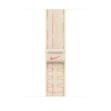 Curea Smartwatch Apple MYJE3ZM/A pentru Watch 46 mm, Nike Sport Loop (Auriu/Roz)