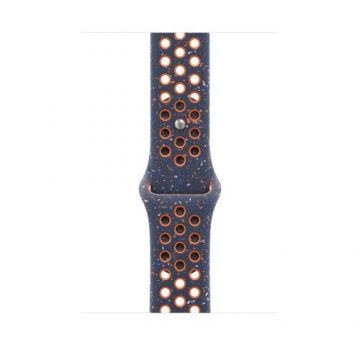 Curea Smartwatch Apple MYLC3ZM/A pentru Watch 46mm, Nike Sport Band, M/L (Albastru/Portocaliu)